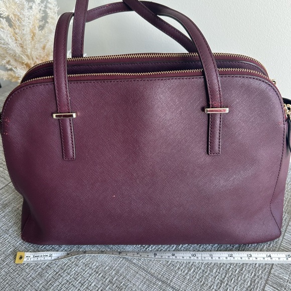 🌷Kate Spade Burgundy Saffiano Leather Satchel Tote Bag - Picture 7 of 10